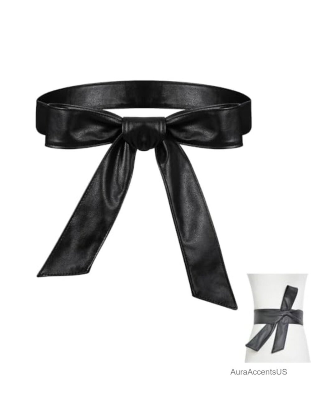Obi Waist Fashion Tie Belt PU Leather Wrap Belt 1.8in Wide 70in